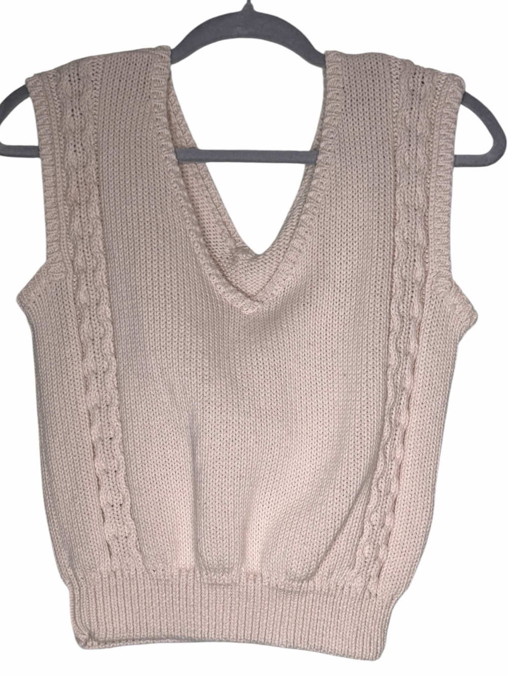Vintage 80s Liz Claiborne Cream Cable Knit Pullover Sweater Vest - Picture 5 of 5